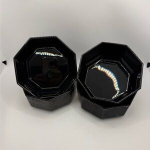 Vintage Set of 4 Arcoroc Black Octime Octogon Bowls Made in France Art Deco